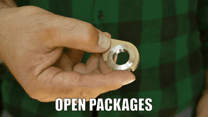 BOBER opening a package