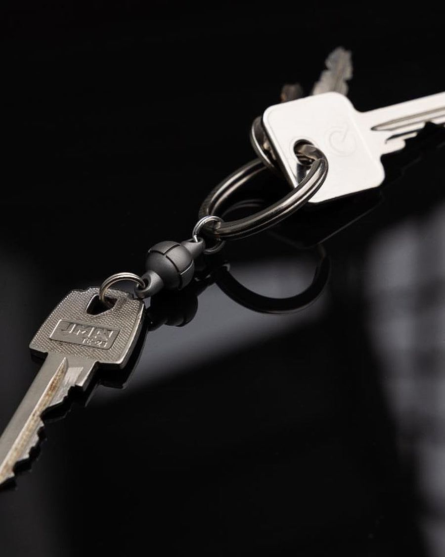 ORBCLIP quick-release key organiser joining two sets of keys